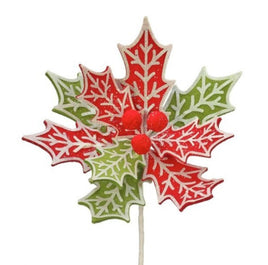 24” Frosted Red/Green Candy Poinsettia