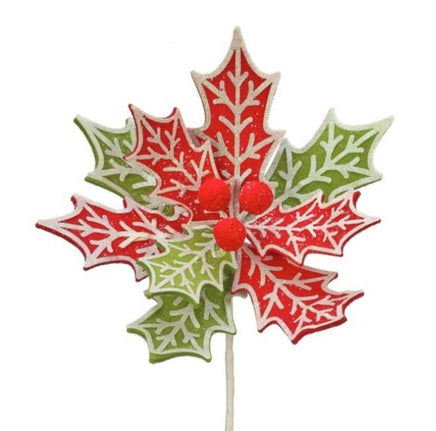 24” Frosted Red/Green Candy Poinsettia