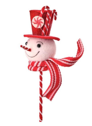 20" Candy Snowman On Peppermint Stake