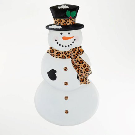 Cheetah Snowman w/Scarf Metal Sign