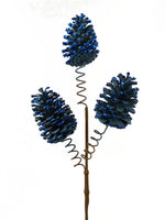 
              29" Dark Blue Pinecone Spray
            