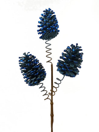 29" Dark Blue Pinecone Spray