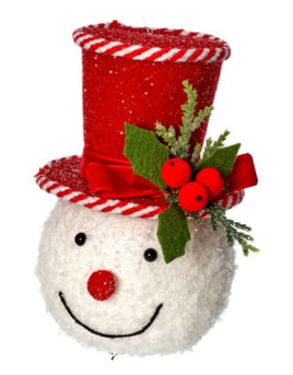 7" Frosted Candy Cane Snowman Ornament