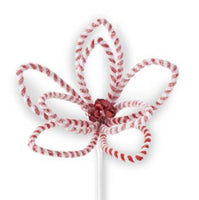 
              24" Glittered Snowy Red & White Striped Poinsettia Stem w/Bel
            