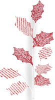 
              30" Glittered Red & White Flocked Fabric Holly Leaf
            