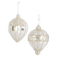 
              Set of 2-Assorted Silver Glittered Shatterproof Finial Ornaments
            