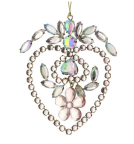 5.5" Clear Iridescent Heart Shape Ornament