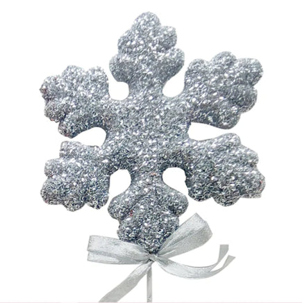 27.5" Silver Glittered Snowflake Pick