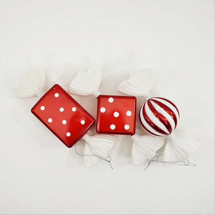 3 PC Box- 8" Red/White Glitter Candy