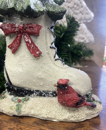 Lighted Ice Skate with Christmas Tree Decor