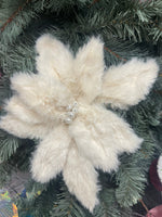 
              White Furry Poinsettia Pick
            