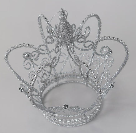 Silver Glitter Crown Ornament