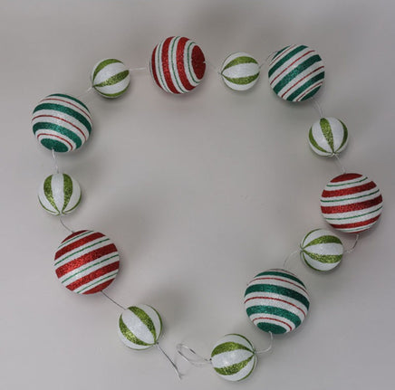 75" Glitter Striped Ball Garland