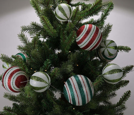 75" Glitter Striped Ball Garland