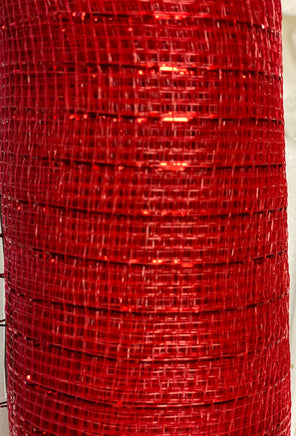 Red Metallic Deco Mesh Ribbon- 10 in x 10 yds.