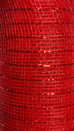 Red Metallic Deco Mesh Ribbon- 10 in x 10 yds.