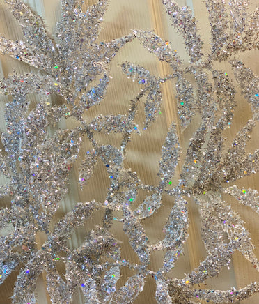 21" Silver Glitter Tinsel Fern Floral Spray