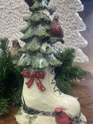 Lighted Ice Skate with Christmas Tree Decor