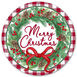 12" Metal Merry Christmas Wreath Sign