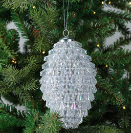 Silver Finial Iridescent Bead Ornament