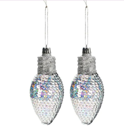 Sequined Bulb Ornaments- Set of 2