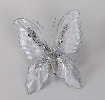 Blue Iridescent Butterfly Clip Ornament