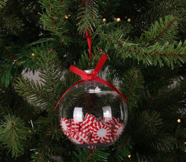 Peppermint Candy in Clear Ball Ornament- (Set of 2)