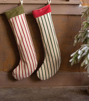 
              Set of 2- Giant Striped Stockings with Velvet Collar
            