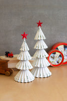 
              Set of 2 White Painted Metal Christmas Trees
            