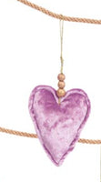 
              Crushed Velvet Heart Ornament with Gold Wood Beads
            