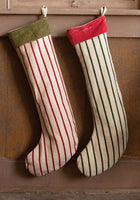 
              Set of 2- Giant Striped Stockings with Velvet Collar
            