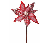 
              24" Frost Snowflake Plaid Velvet Poinsettia
            