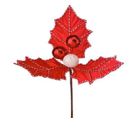 
              15" Velvet Peppermint Large Holly Pick- (Sold in Set of 2)
            