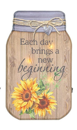 Sunflower Blessings Mason Jar Canvas with LED