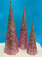 
              Gold & Pink Sequin Cone Tree
            