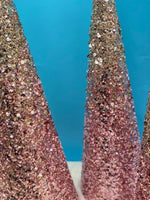 
              Gold & Pink Sequin Cone Tree
            