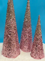 
              Gold & Pink Sequin Cone Tree
            