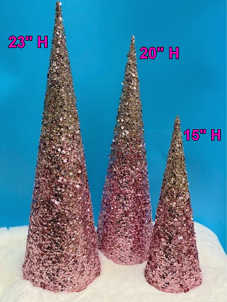 Gold & Pink Sequin Cone Tree