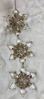 
              Set of 3-Gold and Clear Snowflake Ornaments
            