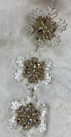 
              Set of 3-Gold and Clear Snowflake Ornaments
            