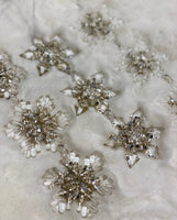 
              Set of 3-Gold and Clear Snowflake Ornaments
            