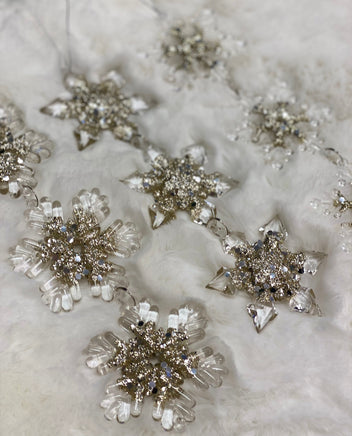 Set of 3-Gold and Clear Snowflake Ornaments