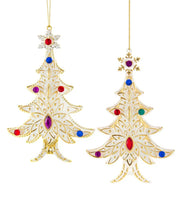 
              Set of 2- White and Gold Jeweled Christmas Tree Ornaments
            