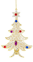 
              Set of 2- White and Gold Jeweled Christmas Tree Ornaments
            