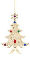 
              Set of 2- White and Gold Jeweled Christmas Tree Ornaments
            