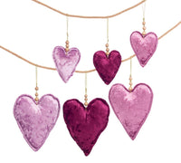 
              Crushed Velvet Heart Ornament with Gold Wood Beads
            