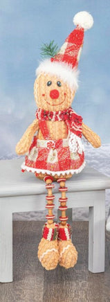 Set of 2- Red Plaid Button Leg Gingerbread