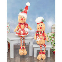 
              Set of 2- Red Plaid Button Leg Gingerbread
            