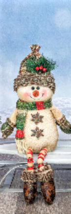 Country Plaid Button Leg Snowman