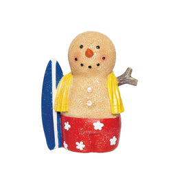 Sand Snowman With Surf Board Figurine